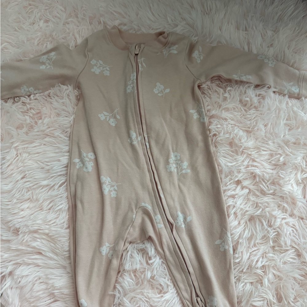 Charming Beige Floral Kids Footie